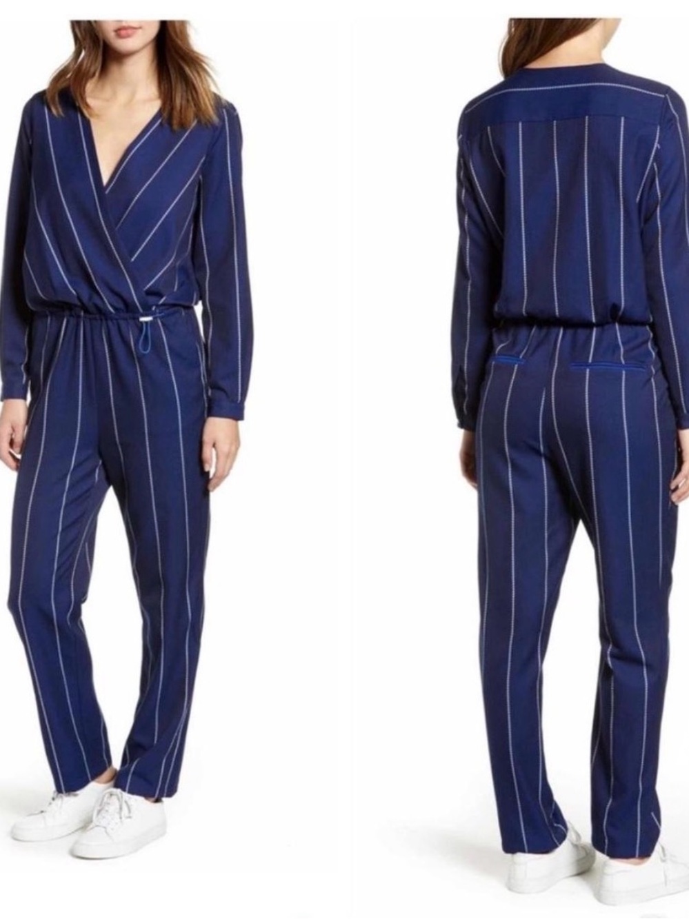 Scotch & Soda L Women’s Blue Pinstriped Jumpsuit